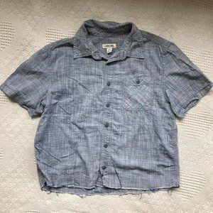 Cherokee blue cropped button down